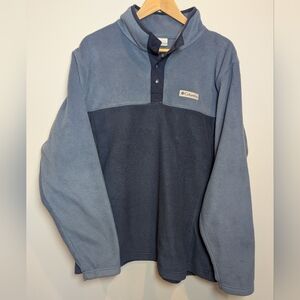 Columbia Men's Size L Quarter Buttom Two-Tone Blue Fleece Pullover